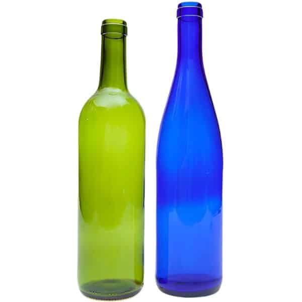 blue glass alcohol bottle