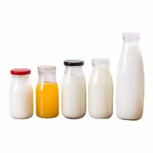 glass milk bottle with lid