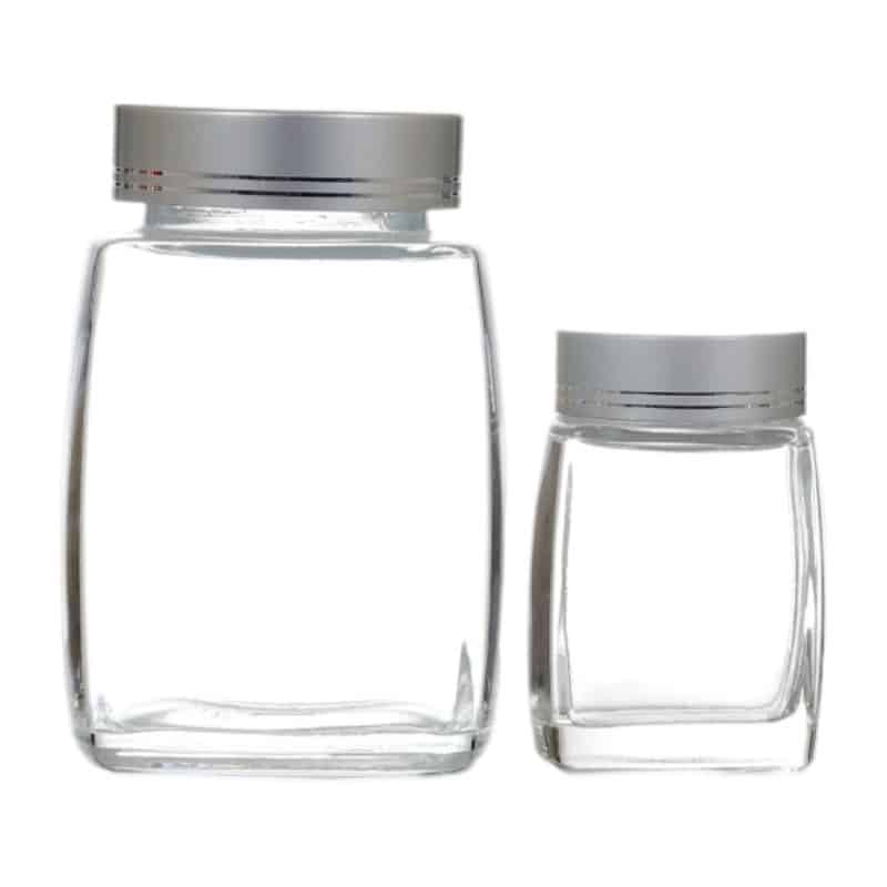glass square jar with lid